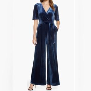 Eliza J Navy Velvet Jumpsuit